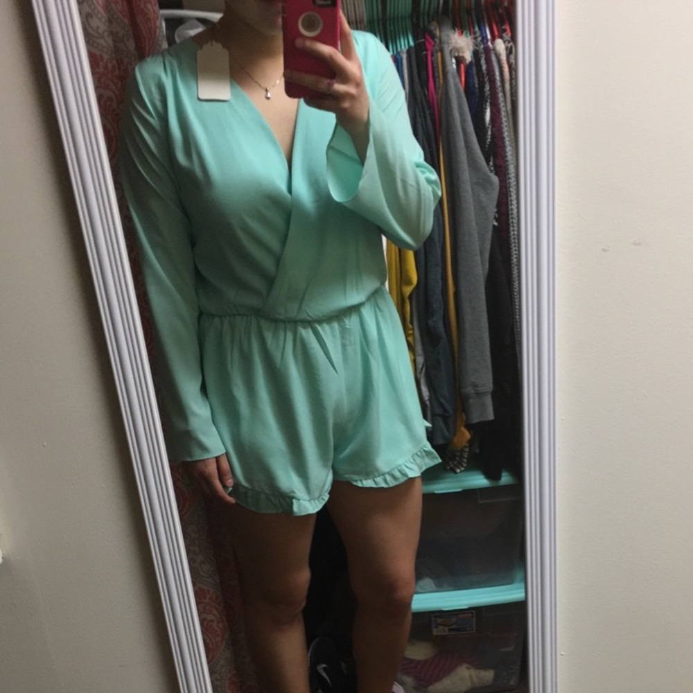 Mint Green Long Sleeve Romper